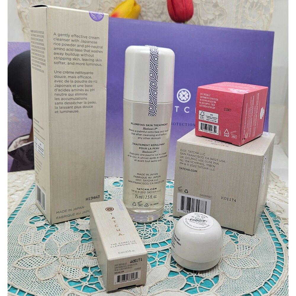 TATCHA RICE WASH ESSENCE SILK CREAM KISSU BUNDLE 6PCS. NEW - Picture 2 of 2